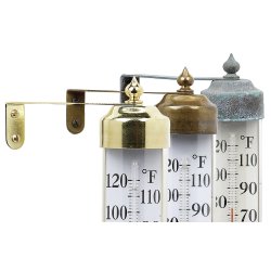 Termometer i messing, C/F, udendrs, 20 cm