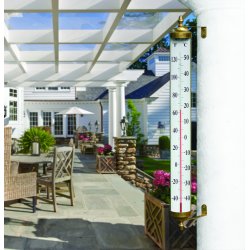 Termometer i messing, C/F, udendrs, 60 cm