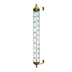 Termometer i messing, C/F, udendrs, 60 cm