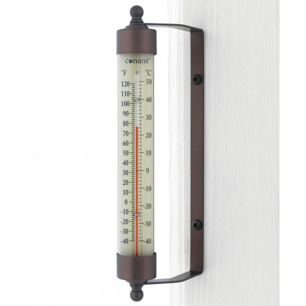 Termometer i aluminium/bronze, °C/°F, udendørs, 20 cm