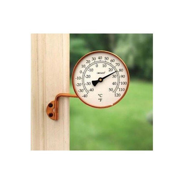 Termometer i kobber, °C/°F, udendørs, Ø=10,5 cm