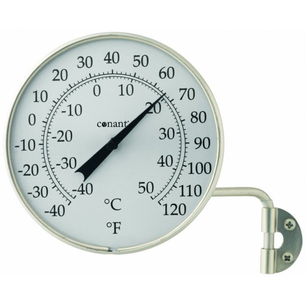 Termometer i aluminium, °C/°F, udendørs, Ø=10,5 cm