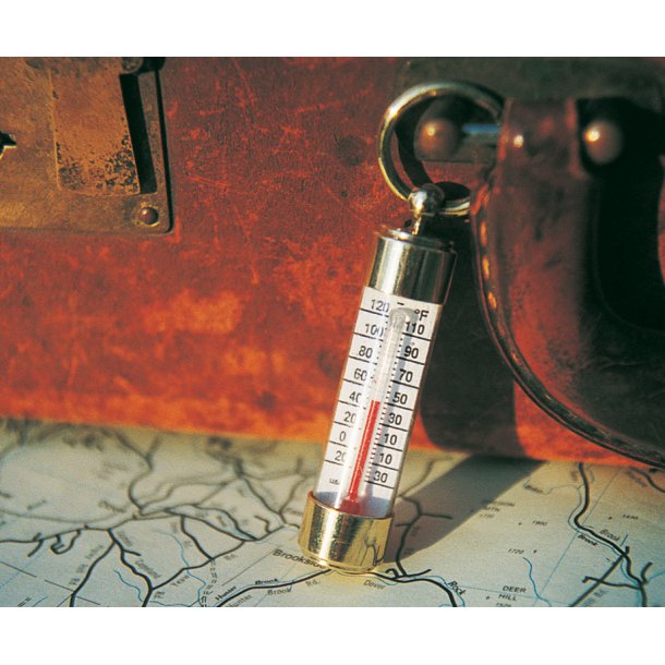 Termometer i messing, °C/°F, rejsetermometer