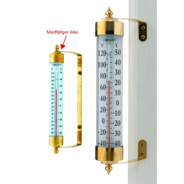 Termometer i messing, °C/°F, udendørs, 30 cm